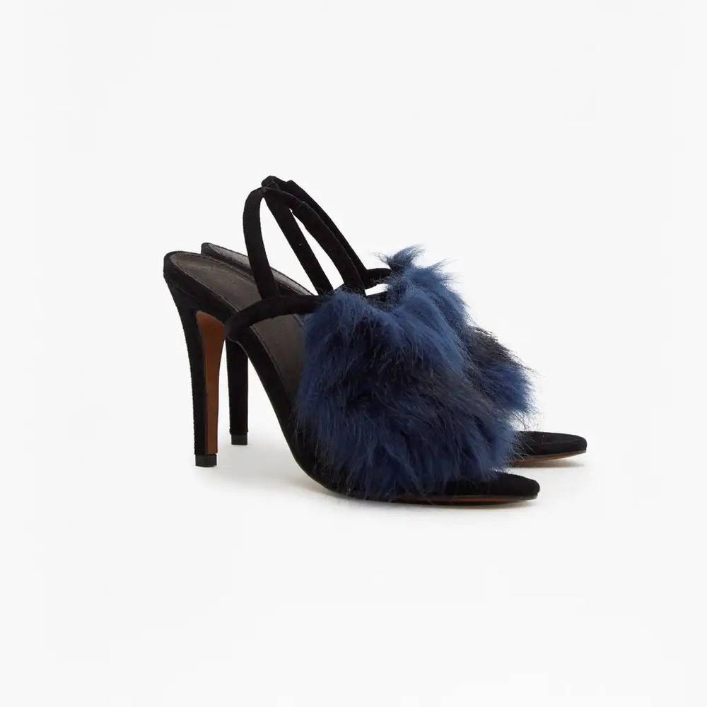 French Connection Nina Fur Strap Sandals Suede 6